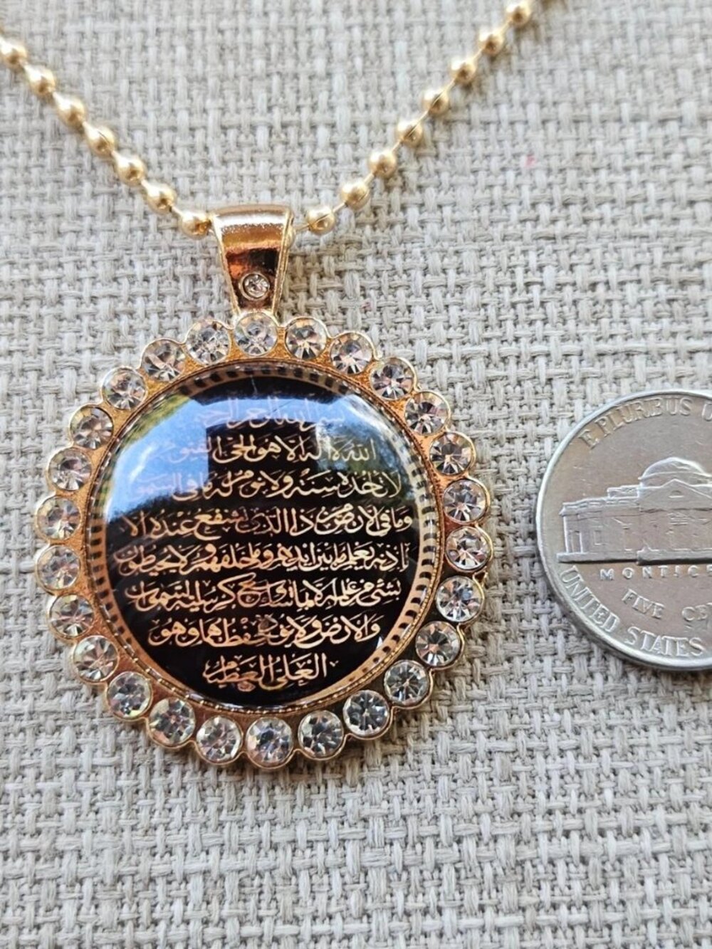 Aytul Qursi Necklace Cabochon Round Pendant Religious Fashion Jewelry NEW - Picture 11 of 11